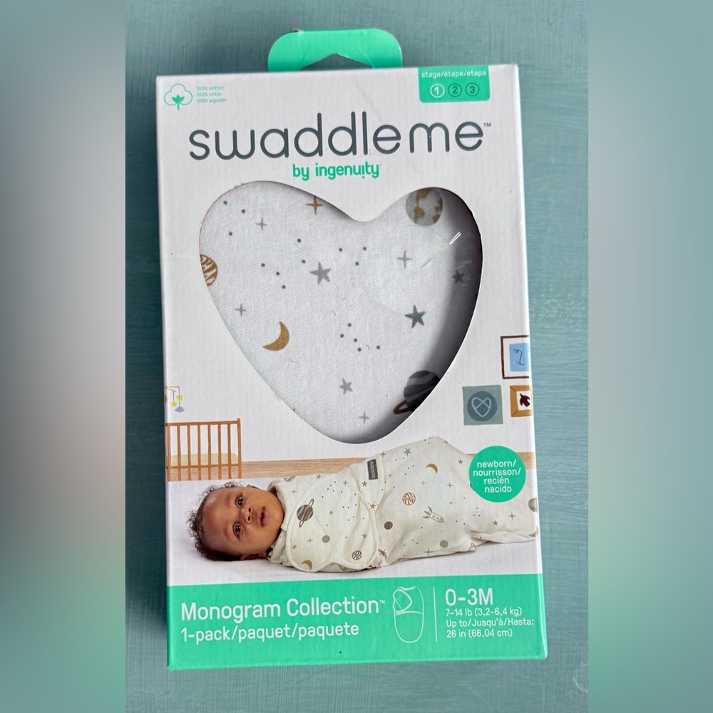 Ingenuity SwaddleMe Monogram Collection Swaddle - White with Stars